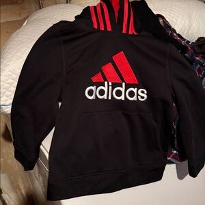 Adidas Black Hoodie with Red Stripes